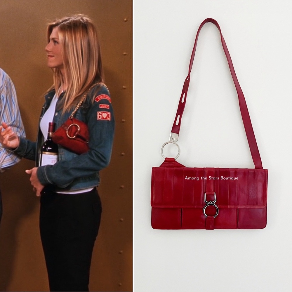 Vintage Red Leather Handbag Inspired by Rachel Green's Gucci Bag